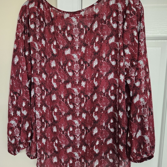 West Kei Veronica Burgundy Snake Tie Front Blouse XL - Picture 5 of 8
